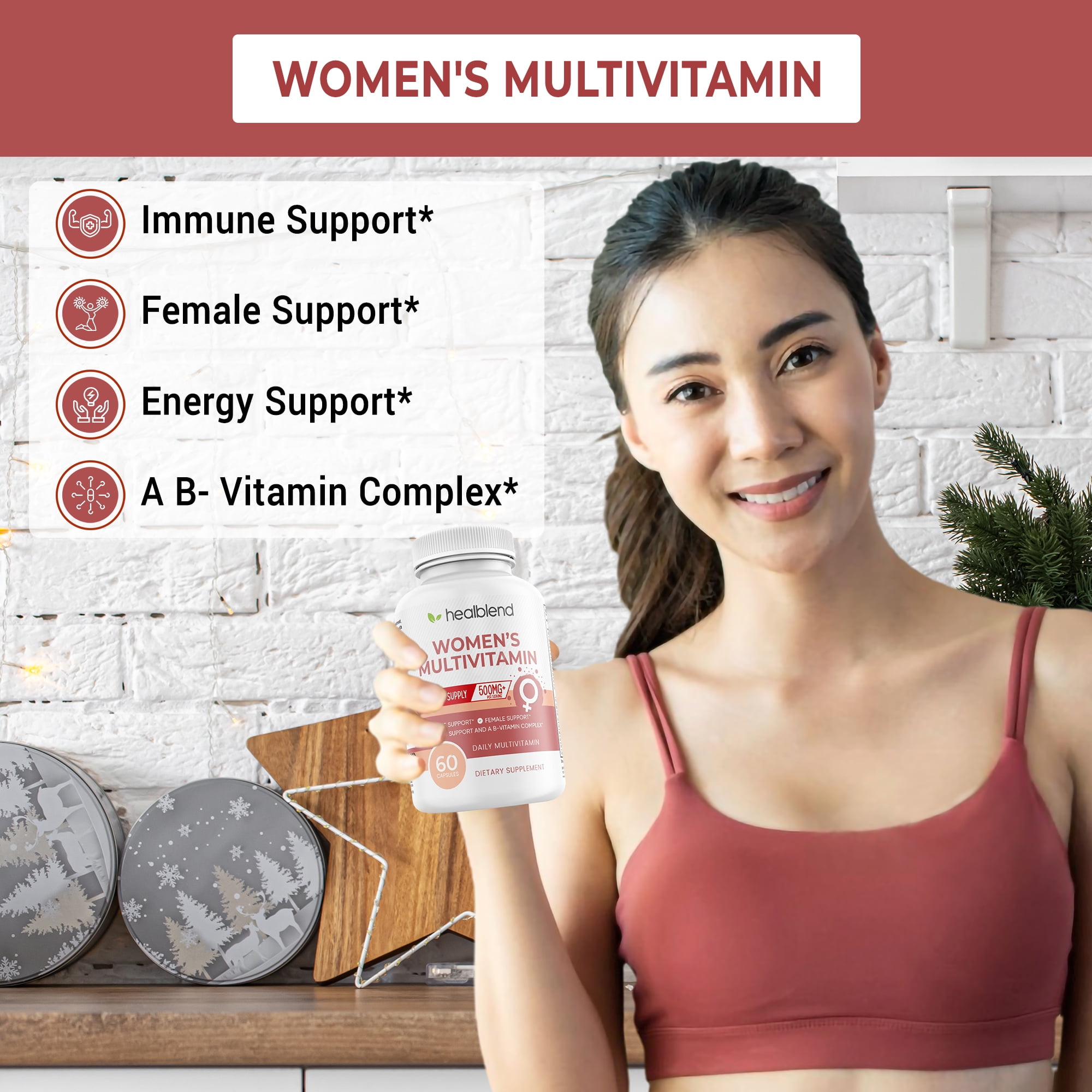 Healblend Women’s Multivitamin – Energy, Antioxidant & Hormonal Support with B-Complex, Wild Yam, Green Tea & Pomegranate – 60 Capsules (3 Pack)