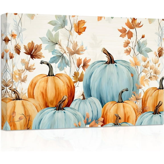 ZHONGYUTONG Fall Canvas Wall Art Autumn Pumpkin and Maple Leaf Paintings Prints Vintage Farmhouse Pictures Thanksgiving Home Decor (12.00" x 18.00")