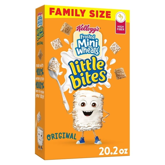 Kellogg's Frosted Mini-Wheats Little Bites Breakfast Cereal, Kids Cereal, Family Breakfast, Family Size, Original, 20.2oz Box (Pack of 2)