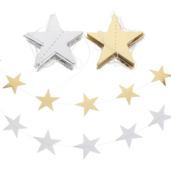 unbranded 4Pcs Star Paper Garland Party Hanging Decorations Beautiful Festival Banners