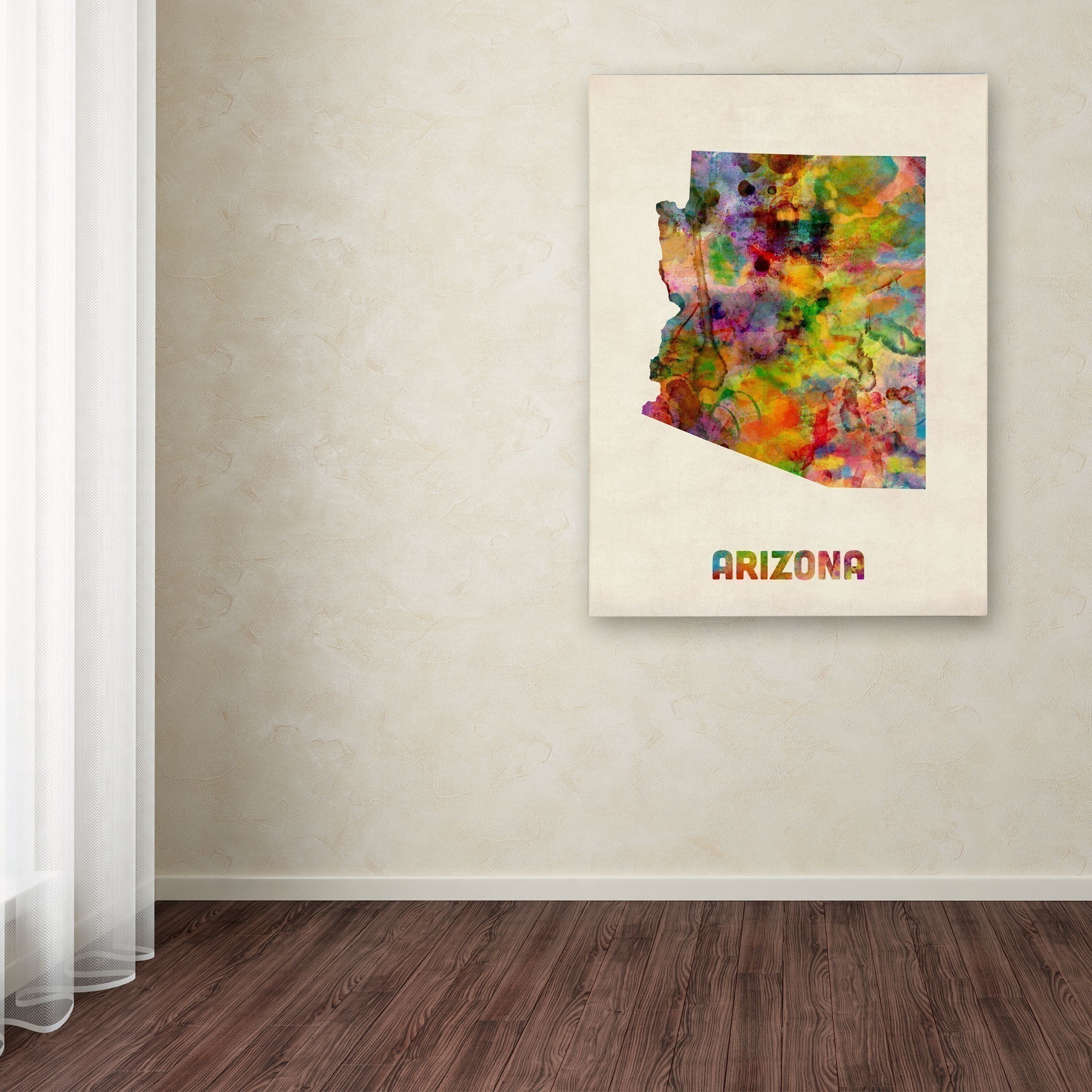 Trademark Fine Art "Arizona Map" Canvas Wall Art by Michael Tompsett