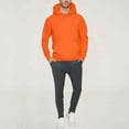 thumbnail image 2 of mihongmao Men's Athletic Clothing Sets Men Velvet Solid-Color Casual Loose Pocket Drawstring Long Pants Sweatshirt Long Sleeve Hooded Set Orange L, 2 of 7