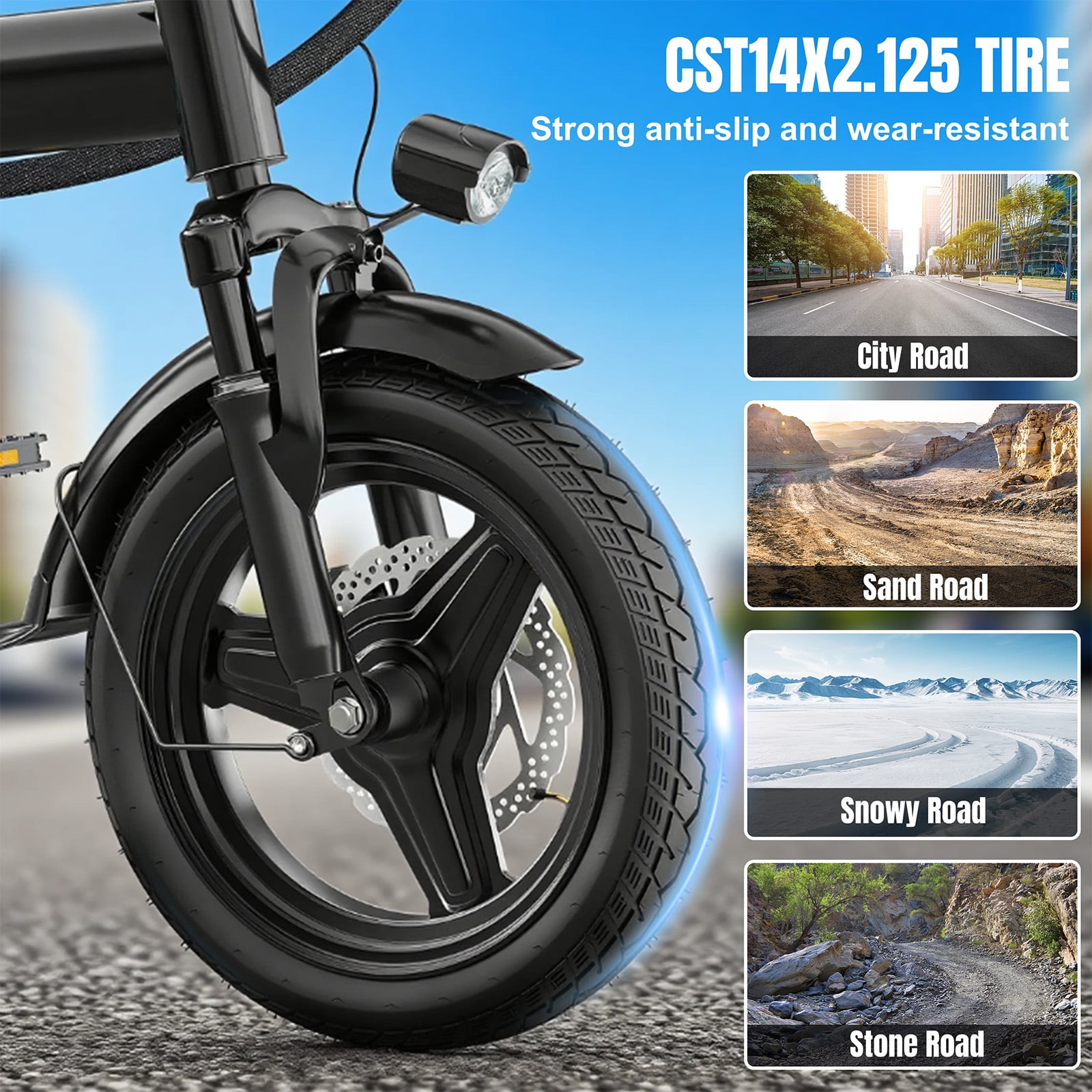 14 Inch Folding Electric Bikefor Adults And Teens, 500W Motor, 22.8 MPH Max Speed,21MPH Folding Electric Bike