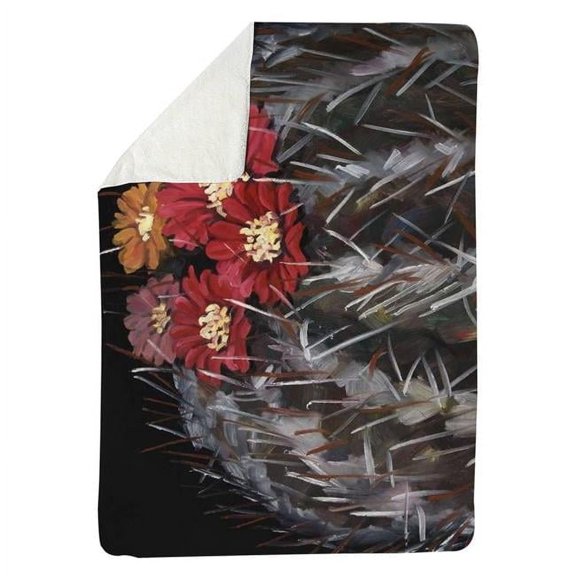 Begin Home Decor 5545-6080-FL321 60 x 80 in. Mammillaria Cactus In Bloom-Sherpa Fleece Blanket