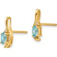 thumbnail image 2 of 14K Yellow Gold Blue Topaz And Diamond Post Earrings (14 X 5) Made In India xbs434, 2 of 5