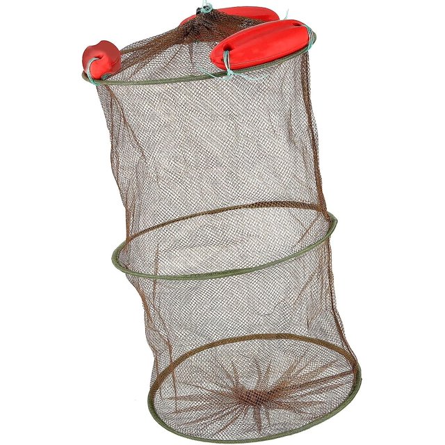 Cesta de pesca flotante, red de pesca plegable, red de nailon, jaula de almacenamiento para cebo de pesca, para guardar cangrejos, pececillos, red protectora para regalo para entusiastas de la pesca