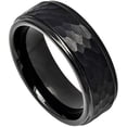 thumbnail image 2 of Tungsten Rings for Men Wedding Bands for Him Womens Wedding Bands for Her 6mm All Black Brushed Hammered Center, 2 of 8