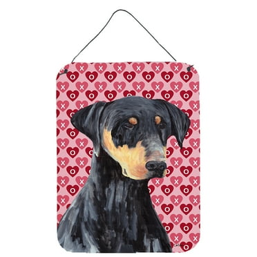 Carolines Treasures SC9262DS1216 Doberman Hearts Love and Valentines Day Portrait Wall or Door Hanging Prints 12WX16H