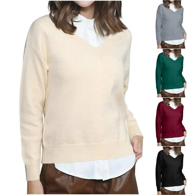 Sentmoon Jacket Women Long Sleeve Sweaters Plus Size Solid Color Loose Soft and Cozy Sweatshirt for Women Stylish Fall and Winter for Weekend Outings Beige M
