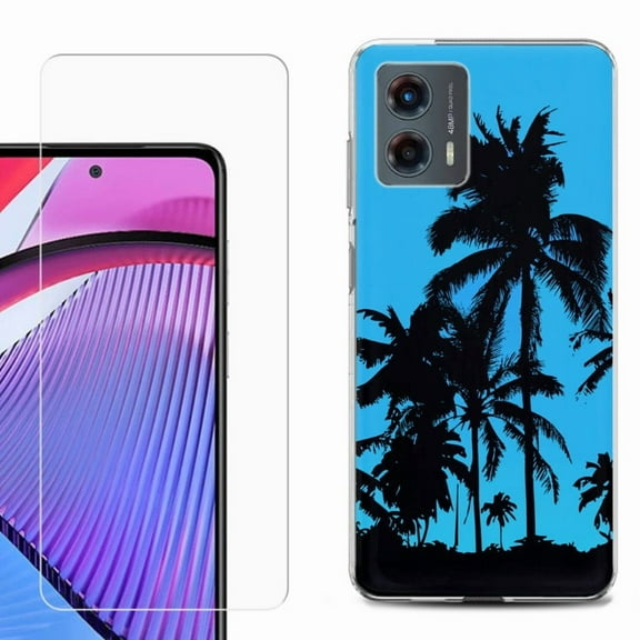OneToughShield ® Compatible with Motorola Moto G 5G 2023, Shockproof Phone Case, with Tempered Glass Screen Protector - Tropical Summer