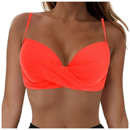 Hessimy Women Underwire Bikini Top Only - Push Up Bathing Suit Top Padded Swim Bra 2025 Swimsuits Top(Z1-Watermelon Red M)