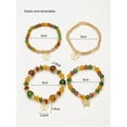 thumbnail image 4 of QQTDFG 4pcs Butterfly Charm Green Brown Beaded Bracelet Women Bracelet Stackable-default, 4 of 4