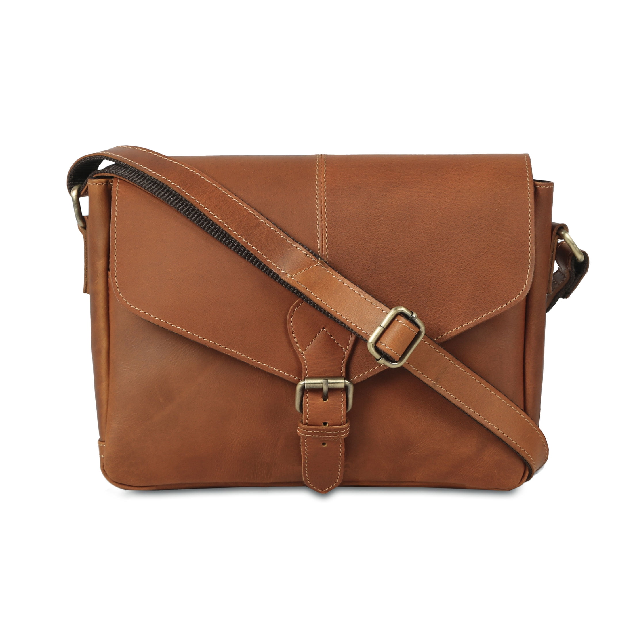 Komal's Passion Leather Women's Premium Buffalo Leather Crossbody Shoulder Bag, Brown