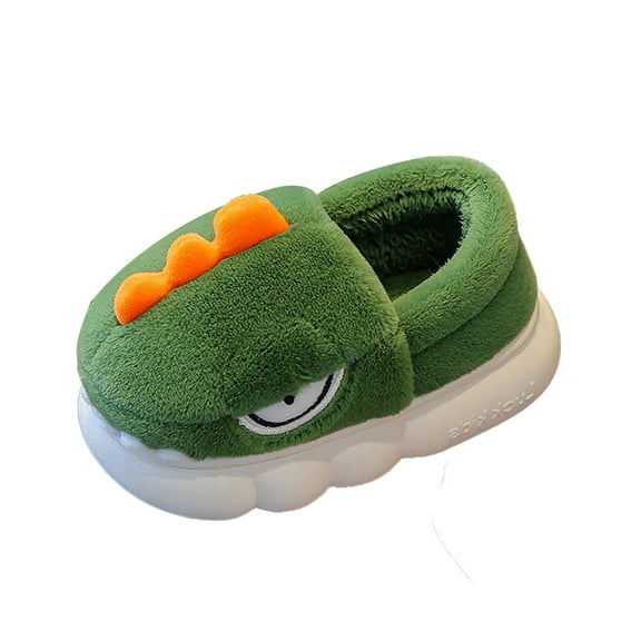 Otqutp Cute Dinosaur Slippers for Boys Girls Kids Fuzzy House Shoes with Soft Anti-Slip Sole Boys Girls Cotton Cozy Slipper