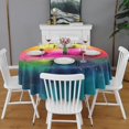 thumbnail image 2 of Colorful Tie Dye Wave Pattern Round Tablecloth 60"x60",Wrinkle Wipeable Table Cloth for Kitchen Dining Room Picnic Patio Party, 2 of 6