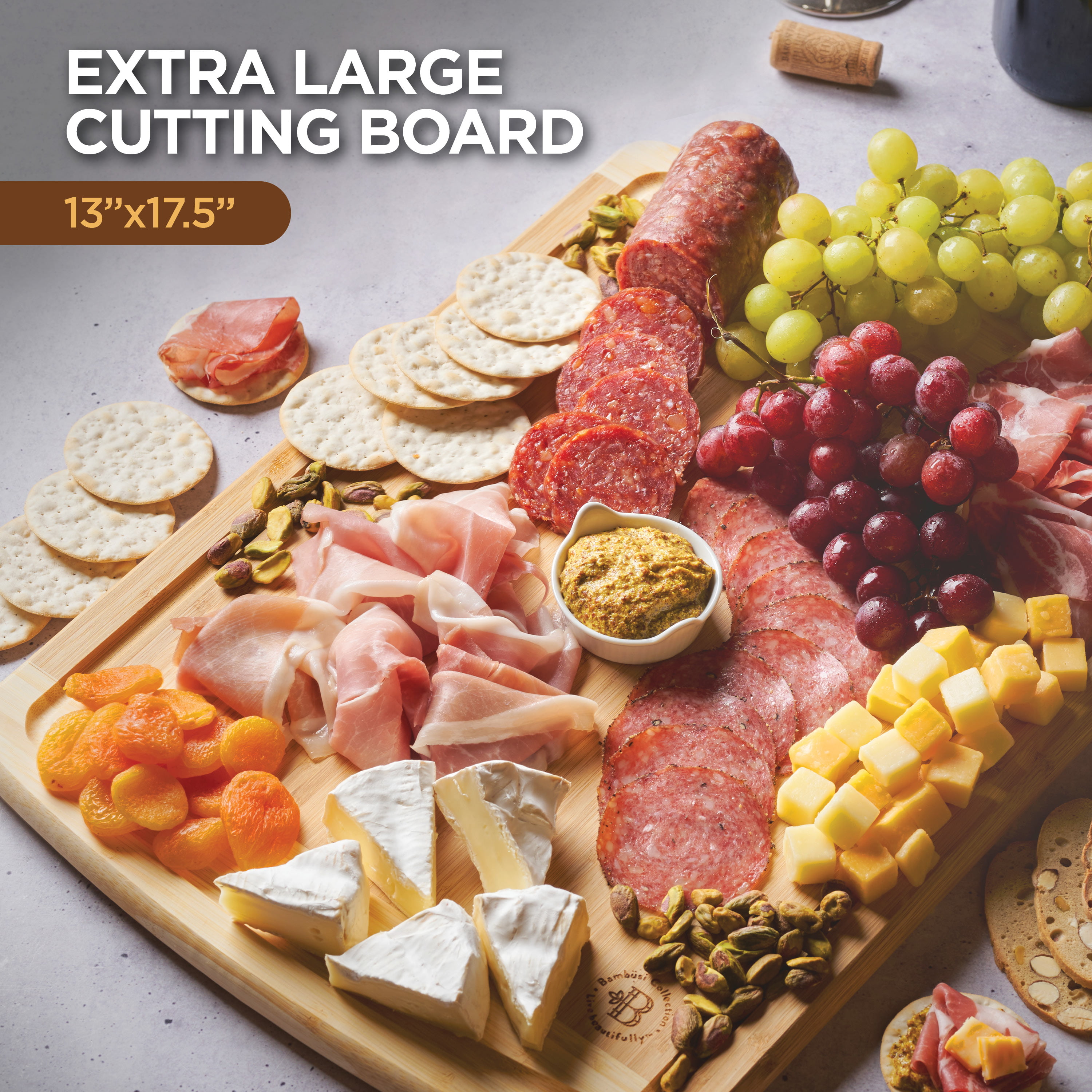  Large Bamboo Cutting Board with Silicone Grip 155871