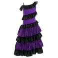 thumbnail image 2 of Hansber Kids Girls Flamenco Dress Bull Dance Maxi Dress Spanish Dance Performance Costume Purple 8, 2 of 6