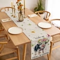 thumbnail image 3 of Spring Pig Table Runner - 60 Inch Long Butterfly Botanical Floral Rustic Cotton and Linen Blended Dress Scarves Farmhouse Table Runner for Kitchen Dining, Coffee Table, 13" x 60", 3 of 8