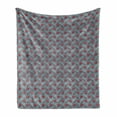 thumbnail image 1 of Floral Soft Flannel Fleece Throw Blanket, Grunge Look Curvy Ornament Leaves Tropical Wild Flower, Cozy Plush for Indoor and Outdoor Use, 50" x 60", Slate Blue Pink, by Ambesonne, 1 of 5