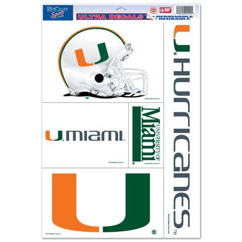 Miami Hurricanes Ultra Decal Set - 11'' X 17''