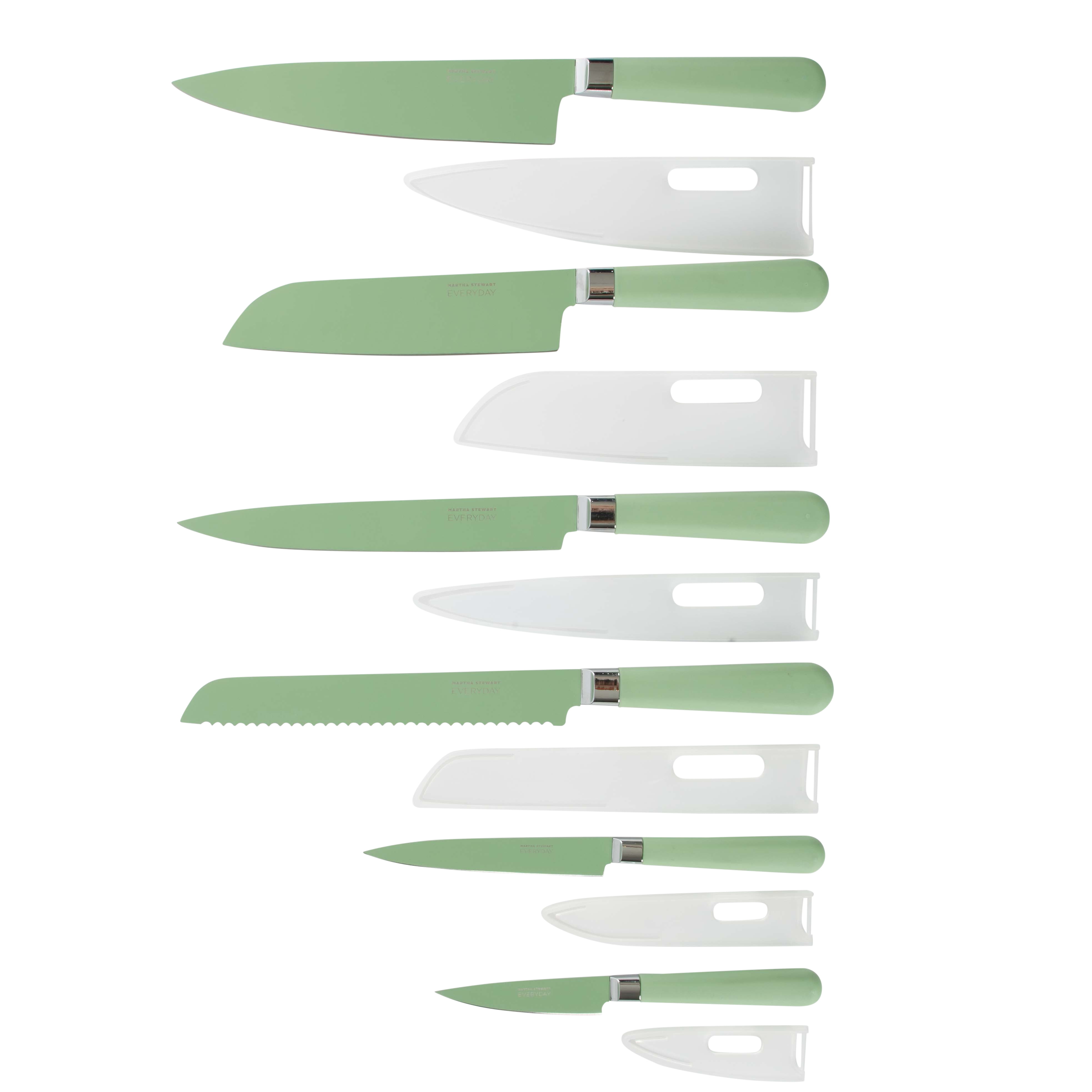 Martha Stewart Everyday Keston 6-Piece Stainless Steel Knife Set with Ergonomic Handles, Sage