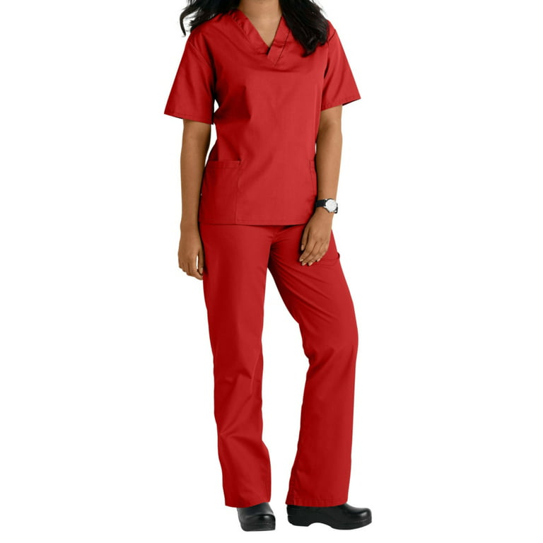 Two Piece Scrub Set (Red, Small) 