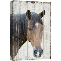 wall26 Canvas Print Wall Art Horse Portrait on Distressed Wood Panels Animals Wildlife Digital Art Realism Rustic Scenic Nature Photography Colorful for Living Room, Bedroom, Office - 24"x36&quo