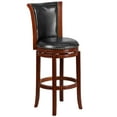 thumbnail image 2 of Flash Furniture Vestina 30'' High Dark Chestnut Wood Barstool with Panel Back and Black LeatherSoft Swivel Seat, 2 of 7