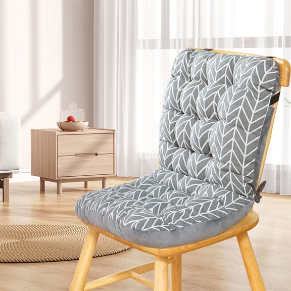 High Back Chair Cushions, Dining -Kitchen -Office Chair Pads Cushion with Ties Thickened One-Piece Outdoor/ Indoor Furniture Chair Seat Cushion, Gray