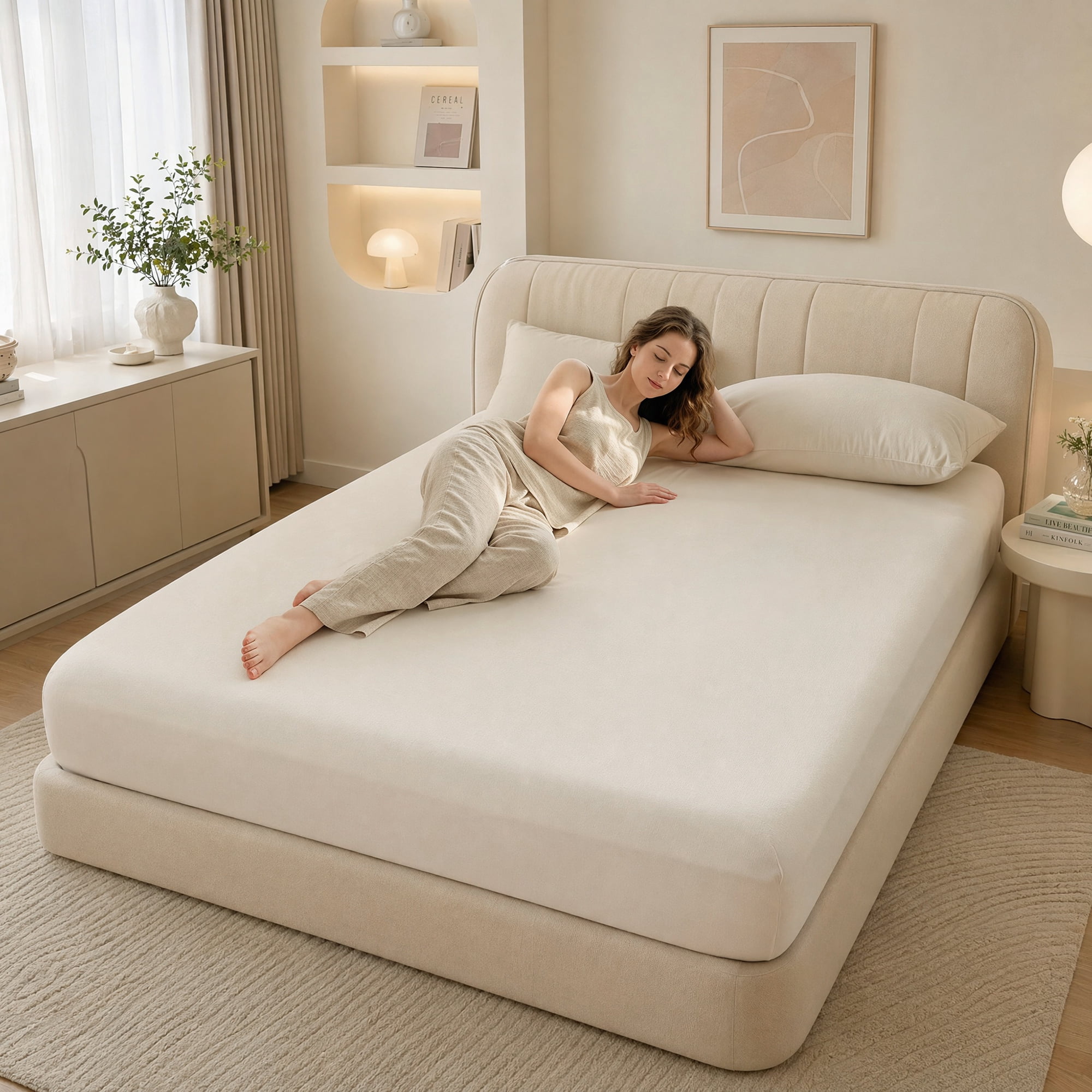 Unique Bargains Fitted Cotton Bed Sheets Breathable for All Seasons 39.0"x74.8" White