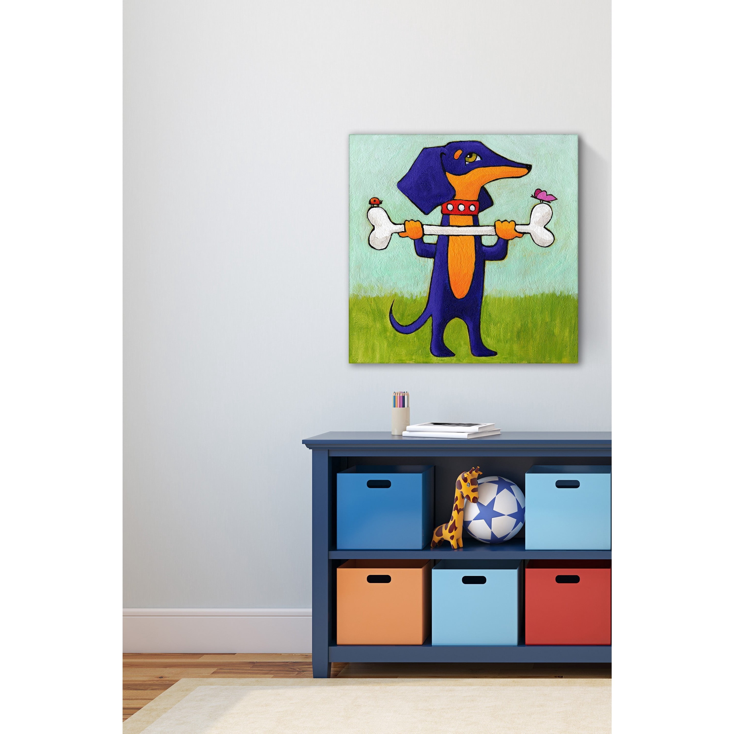 Marmont Hill "Give a Dog a Bone" by Janet Nelson Painting Print on Wrapped Canvas