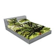 thumbnail image 2 of Ambesonne Nature Fitted Sheet & Pillow Sham Set, Majestic Tree Thailand, Queen, Green Brown, 2 of 2