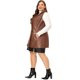 thumbnail image 3 of Chalecos de talgrande pamujer, sin mangas, con solapa, casual, chaquetas de PU, chaleco marrón 1X, 3 of 6