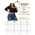 thumbnail image 6 of Unique Bargains Women's Plus Size Blouse Square Neck Long Sleeve Cropped Tops 1X Black, 6 of 6