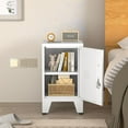 thumbnail image 2 of Metal End Table, Narrow Nightstand, Small Side Tables and Office Cabinet, Small Snack Storage Cabinet with Doors and 1 Adjustable Shelves, for Bedroom, Living Room, Office, White + Silver, 2 of 18