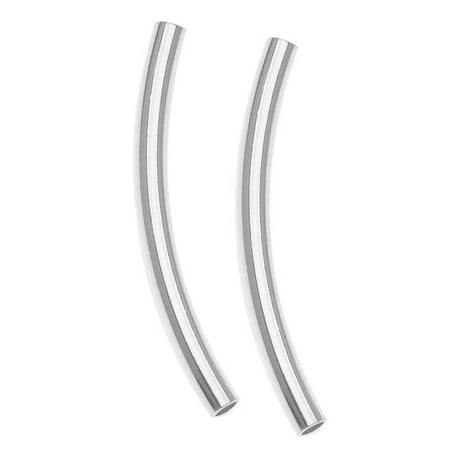 - Sterling Silver Noodle Curved Tube Beads 25mm x 2mm (4)