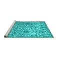 thumbnail image 2 of Ahgly Company Machine Washable Indoor Round Abstract Turquoise Blue Contemporary Area Rugs, 3' Round, 2 of 4