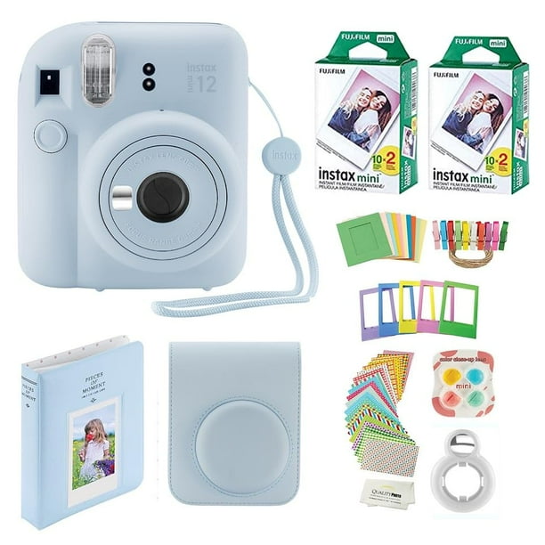Cámara instantánea Fujifilm Instax Mini 12 con funda y 40 películas, color azul