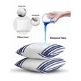 thumbnail image 6 of Outdoor Pillows Waterproof, Navy Blue Striped Throw Pillows with Inserts Included, Modern Farmhouse Stripes Indoor Outdoor Decorative Lumbar Pillow for Bed/Couch/Patio 18"x18", 2Pcs, 6 of 8