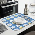 thumbnail image 2 of Beach Starfish Kitchen Drying Mat - Super Absorbent Microfiber Dish Drying Pad with Ocean Theme - Foldable Heat Resistant Countertop Mat for Dishes 18"x16", 2 of 4