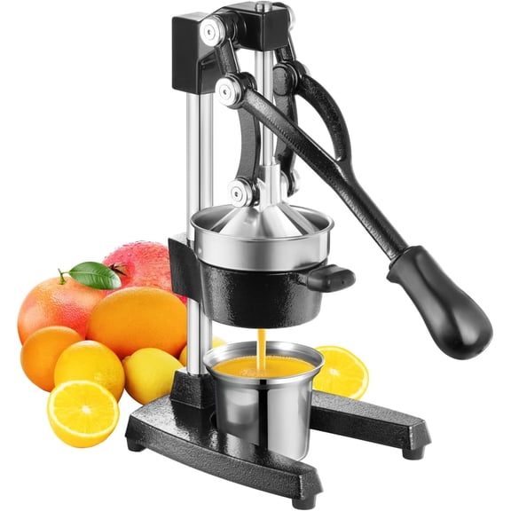 Manual Citrus Juicer Easy Juicing, Easy Clean Stainless Steel and Cast Iron