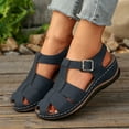 thumbnail image 2 of LOVZFMLL Women's Sandals Closed Toe Ankle Strap Comfort Walking Hiking Wedge Sandals with Arch Support Summer Outdoor Shoes Navy 6, 2 of 5