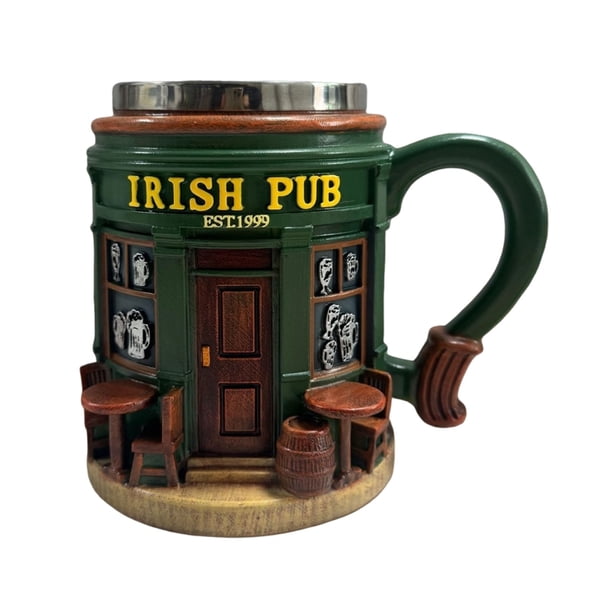 Jarra de cerveza de cerámica esculpida con diseño de bar clásico, 300 ml, para café, té y cerveza.