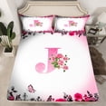 thumbnail image 2 of Erosebridal Letter Initial Bed Sheets Set Queen Size,Monogrammed Personalized Bedding Queen Size,Flower Decor,Ultra Soft,4 Pieces, 2 of 7
