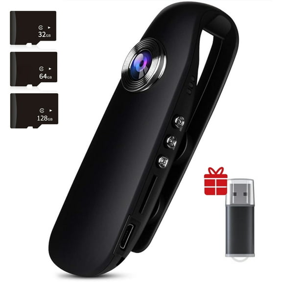 Mini Body Camera, 1080P HD Wearable Portable Camcorder with Motion Detection, Loop Recording, Support 128GB for Home Security, Business Meetings, Car Driving, Sports (Black),Black-No Card