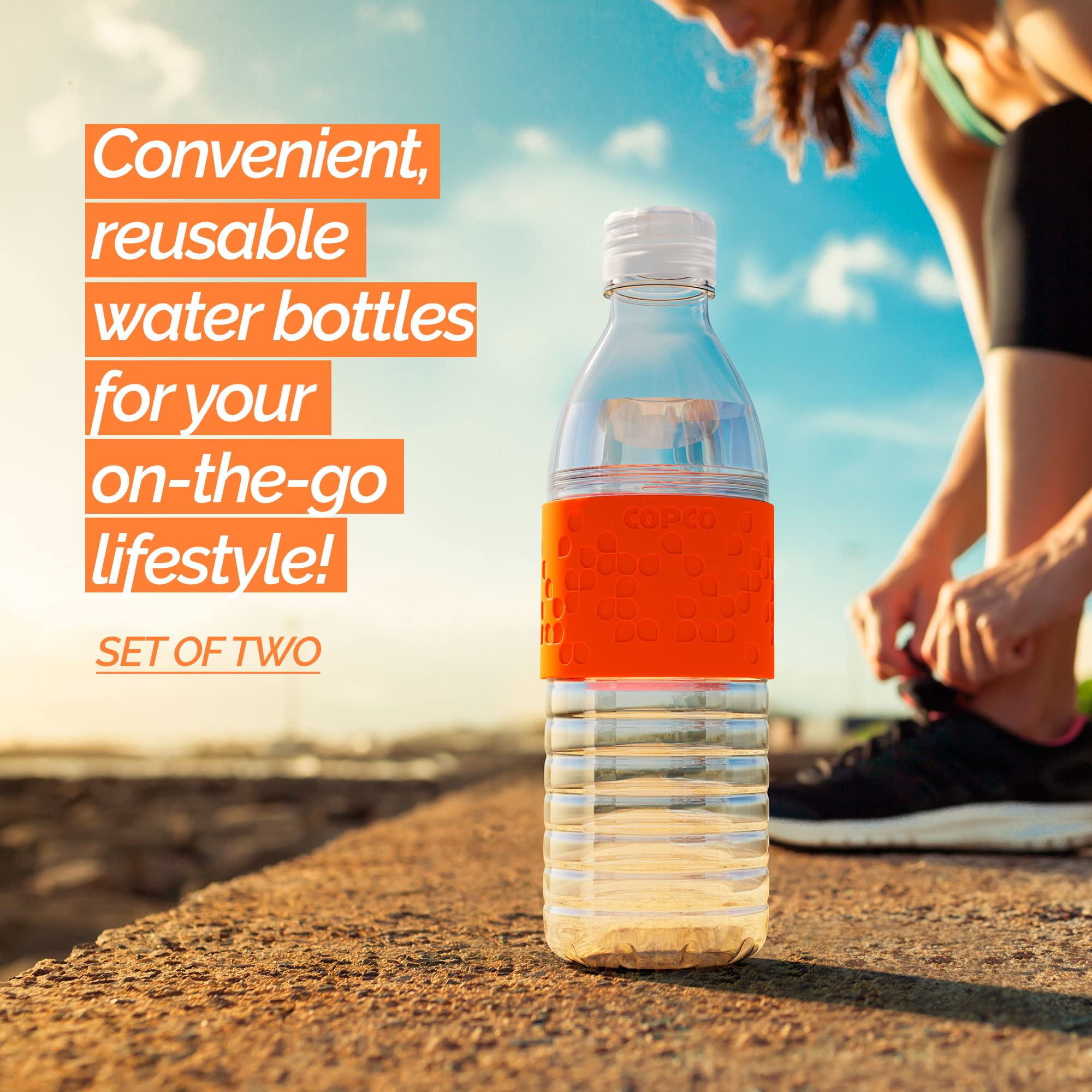 Copco Hydra 16.9 oz Water Bottle with Leak-Proof Lid - Tritan Reusable with Textured Grip Sleeve - BPA-Free, Shatter-Resistant, Dishwasher Safe for Travel, Gym, Work, Outdoor Adventures (Orange)