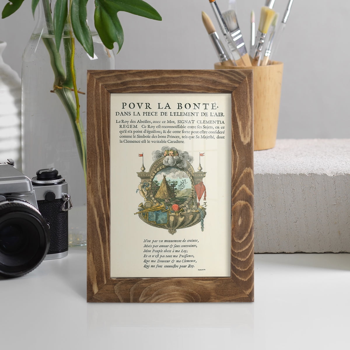 Printed Embellished Bookplate III - Framed Print w/glass - Walnut