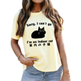 thumbnail image 6 of Sorry I Can't Go I'm An Indoor Cat Shirt Funny Black Cat Graphic Tees Women, 6 of 7