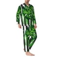 thumbnail image 3 of Kll Palm Greenery Sleepwear Mens Flannel Pajamas,Long Cotton Pj Set, 3 of 9