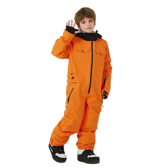 QUOTAY Boys All Season Insulated Snowsuit Kids Jumpsuit for Skiing Outdoor Winter Activities Thermal Windproof Soft Romper Orange,5-6 Years